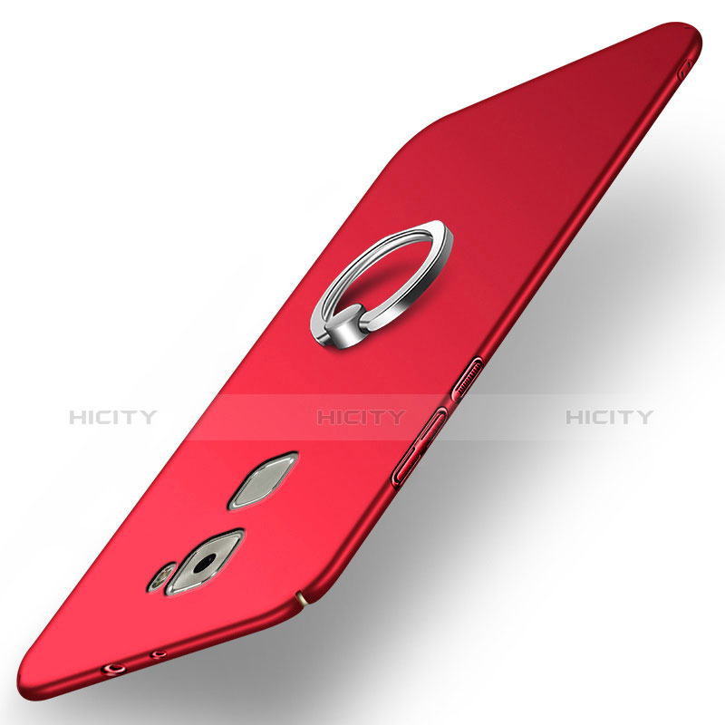 Coque Plastique Rigide Mat avec Support Bague Anneau pour Huawei Mate S Rouge Plus