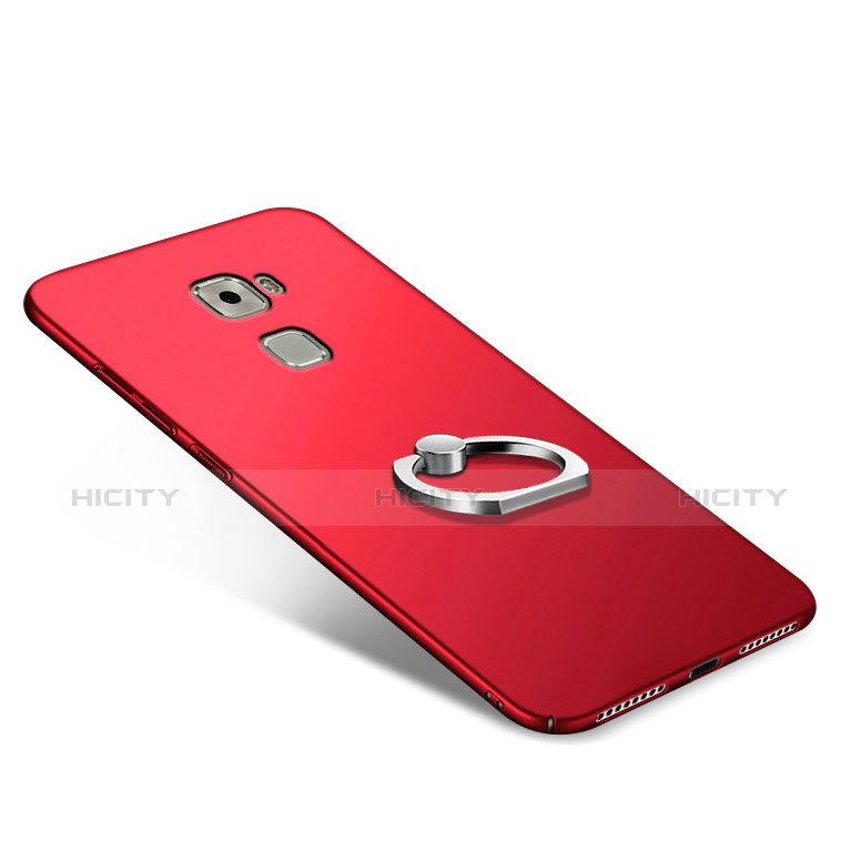 Coque Plastique Rigide Mat avec Support Bague Anneau pour Huawei Mate S Rouge Plus