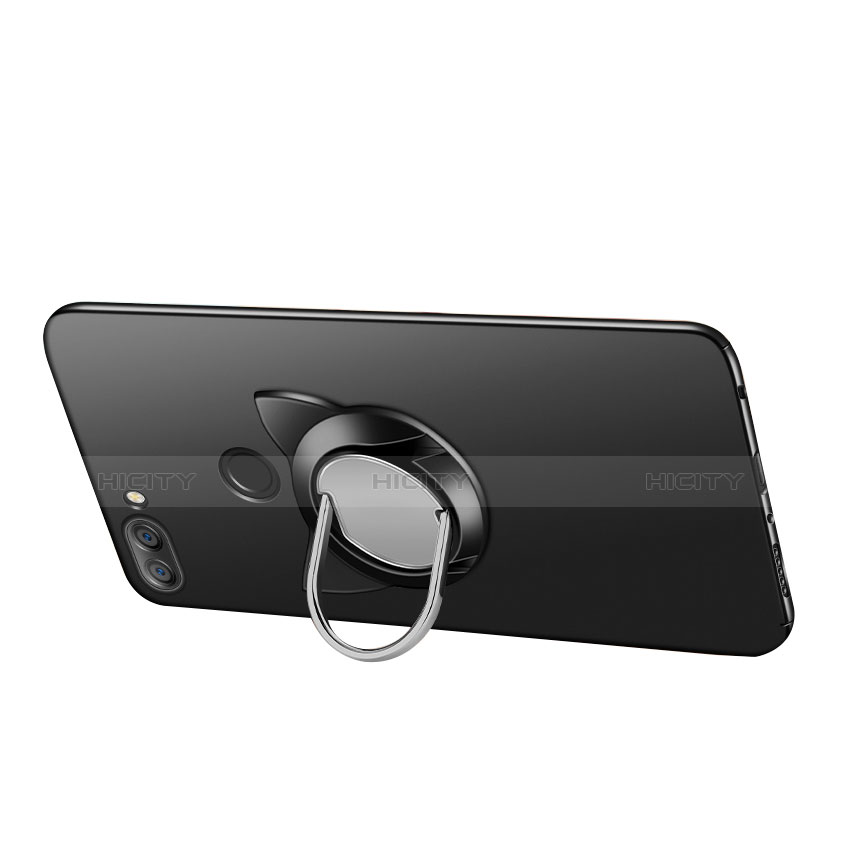 Coque Plastique Rigide Mat avec Support Bague Anneau pour Huawei Y9 (2018) Noir Plus