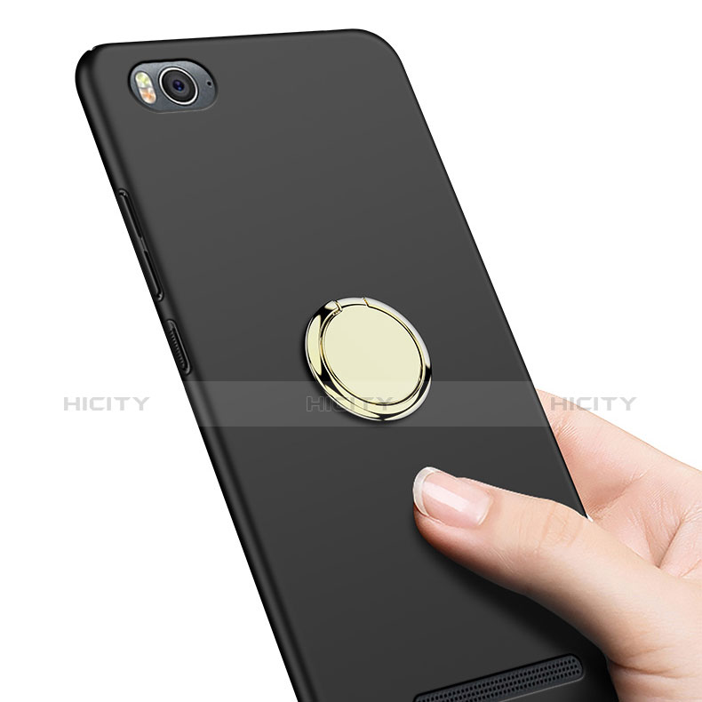 Coque Plastique Rigide Mat avec Support Bague Anneau pour Xiaomi Mi 4C Noir Plus