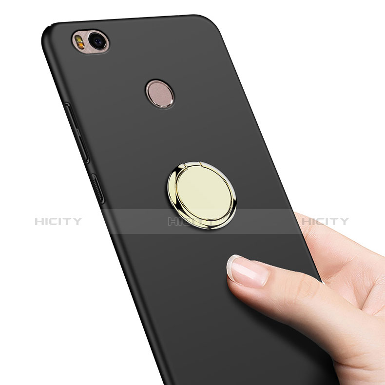 Coque Plastique Rigide Mat avec Support Bague Anneau pour Xiaomi Mi 4S Noir Plus