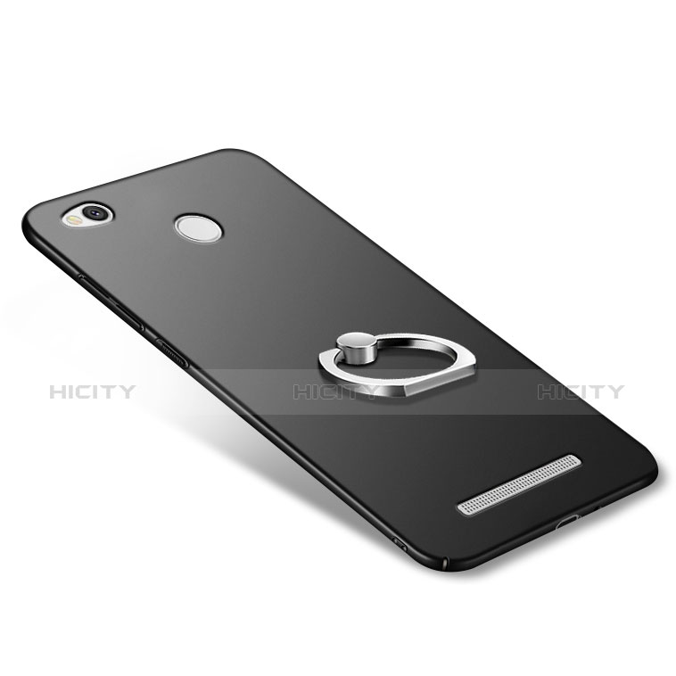 Coque Plastique Rigide Mat avec Support Bague Anneau pour Xiaomi Redmi 3 Pro Noir Plus