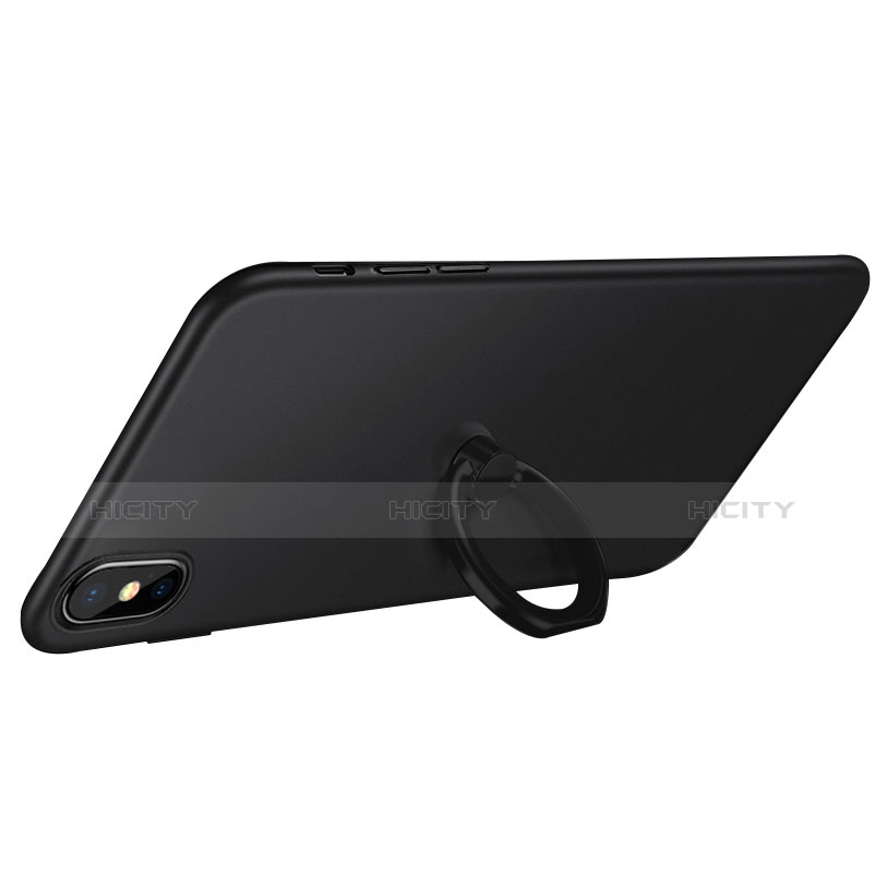 Coque Plastique Rigide Mat avec Support Bague Anneau Q02 pour Apple iPhone X Noir Plus