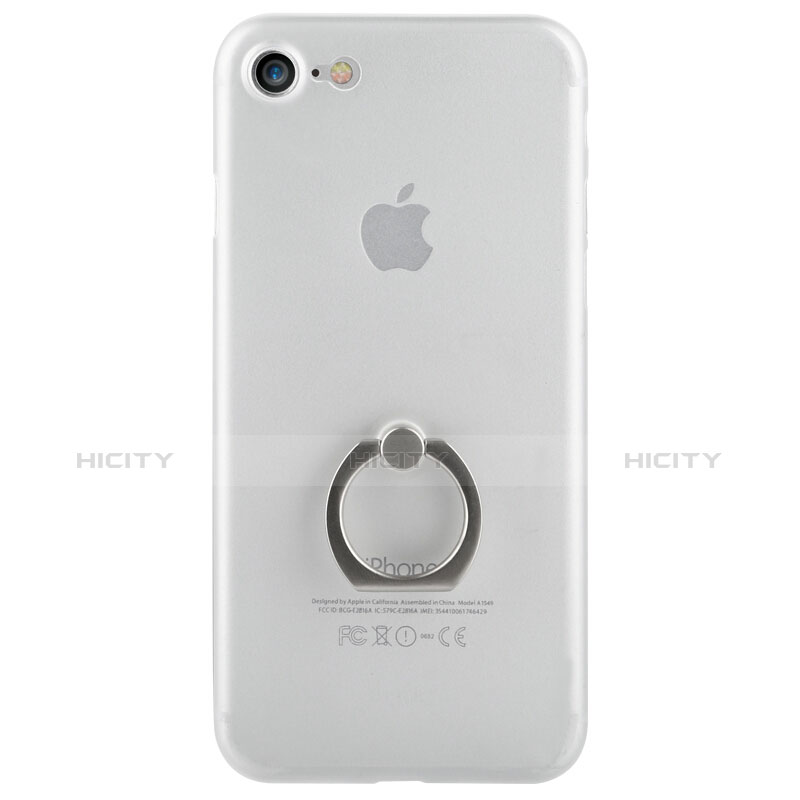 Coque Plastique Rigide Mat et Support Bague Anneau F01 pour Apple iPhone 7 Blanc Plus