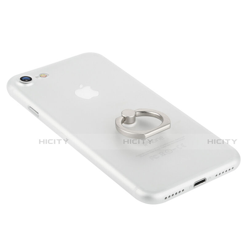 Coque Plastique Rigide Mat et Support Bague Anneau F01 pour Apple iPhone SE (2020) Blanc Plus