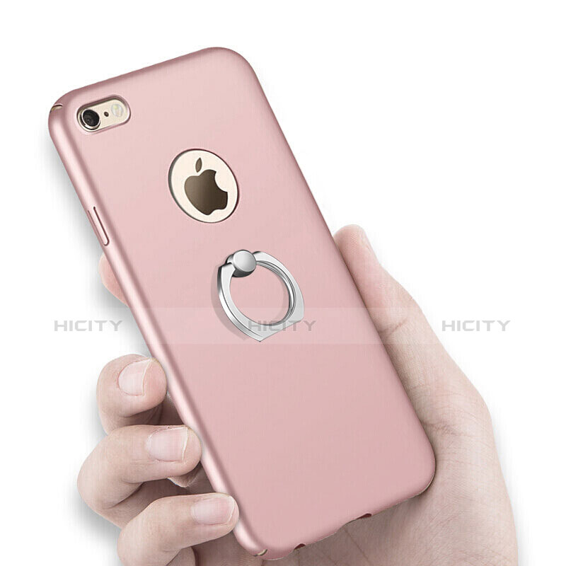 Coque Plastique Rigide Mat et Support Bague Anneau pour Apple iPhone 6 Plus Rose Plus