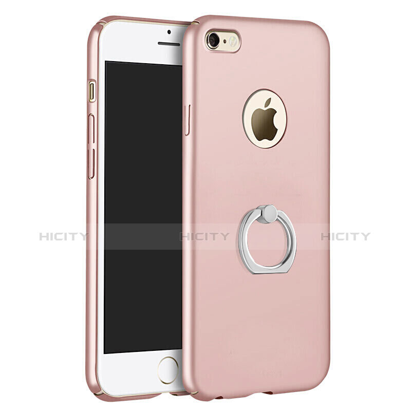 Coque Plastique Rigide Mat et Support Bague Anneau pour Apple iPhone 6 Plus Rose Plus