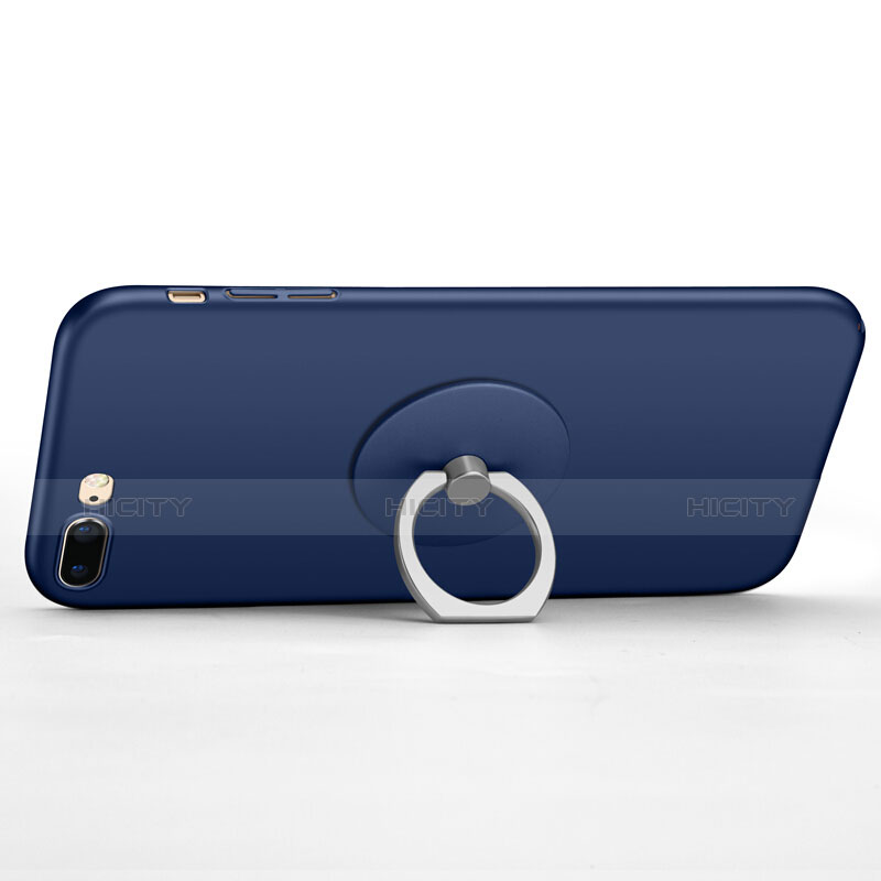 Coque Plastique Rigide Mat et Support Bague Anneau pour Apple iPhone 7 Plus Bleu Plus