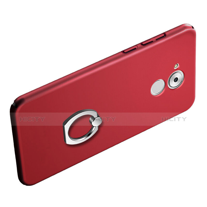 Coque Plastique Rigide Mat et Support Bague Anneau pour Huawei Enjoy 6S Rouge Plus