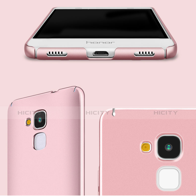 Coque Plastique Rigide Mat et Support Bague Anneau pour Huawei Honor 5C Or Rose Plus