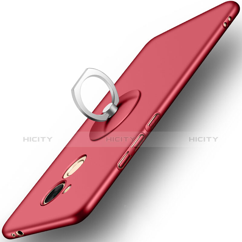 Coque Plastique Rigide Mat et Support Bague Anneau pour Huawei Honor 6C Pro Rouge Plus