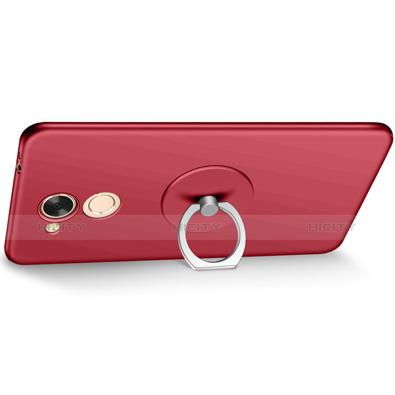 Coque Plastique Rigide Mat et Support Bague Anneau pour Huawei Honor 6C Pro Rouge Plus