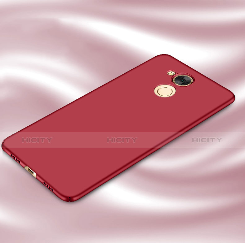 Coque Plastique Rigide Mat et Support Bague Anneau pour Huawei Honor 6C Pro Rouge Plus