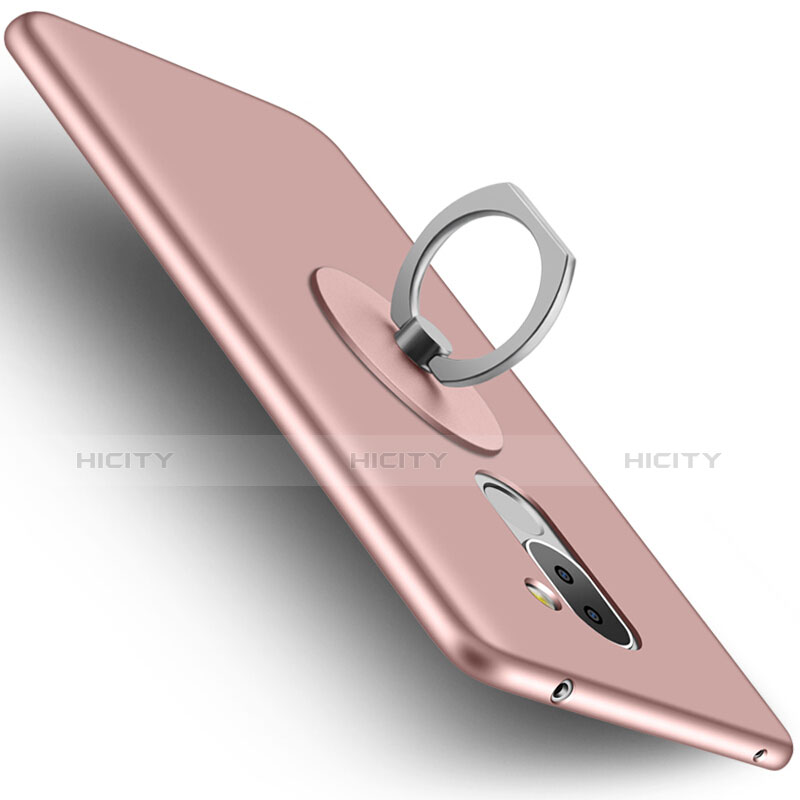 Coque Plastique Rigide Mat et Support Bague Anneau pour Huawei Honor 6X Or Rose Plus