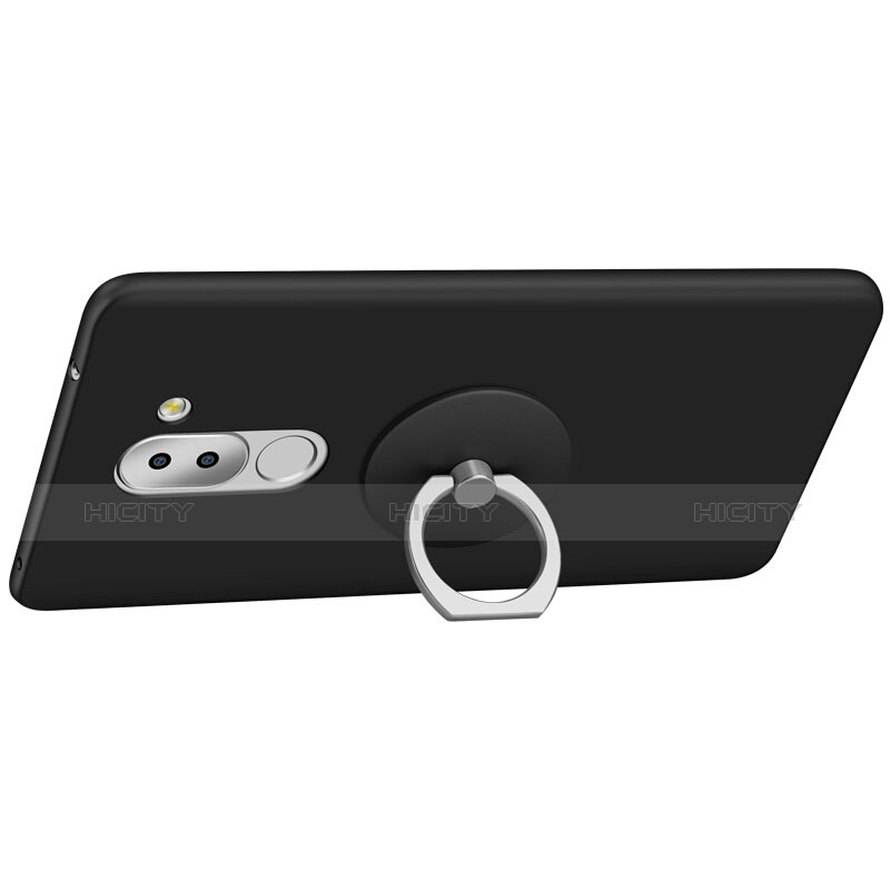 Coque Plastique Rigide Mat et Support Bague Anneau pour Huawei Honor 6X Pro Noir Plus