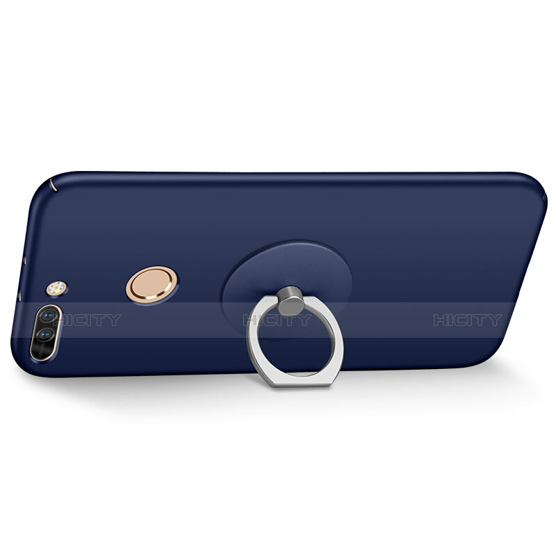 Coque Plastique Rigide Mat et Support Bague Anneau pour Huawei Honor 8 Pro Bleu Plus