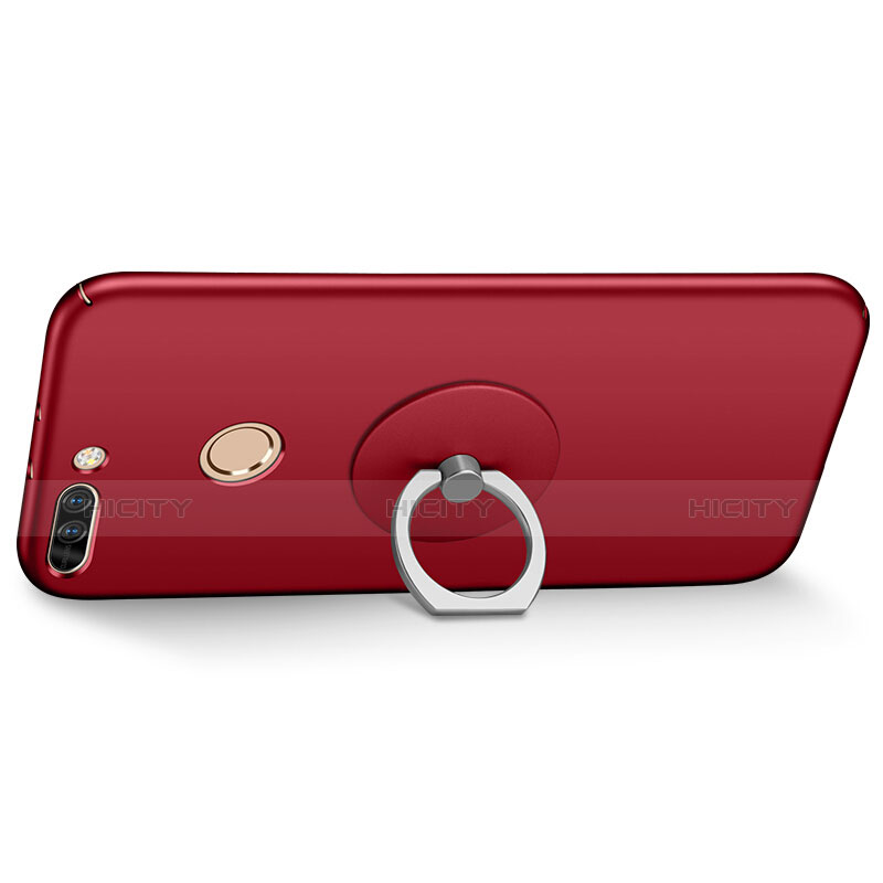 Coque Plastique Rigide Mat et Support Bague Anneau pour Huawei Honor 8 Pro Rouge Plus