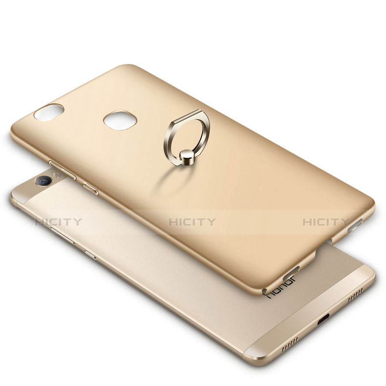 Coque Plastique Rigide Mat et Support Bague Anneau pour Huawei Honor Note 8 Or Plus