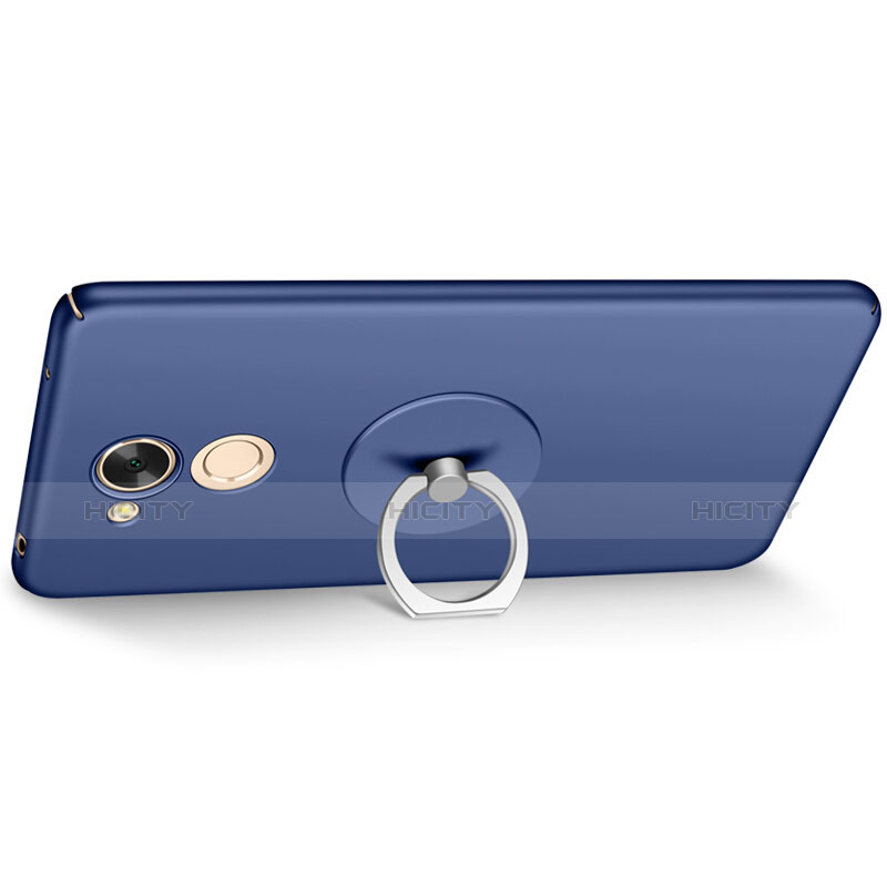 Coque Plastique Rigide Mat et Support Bague Anneau pour Huawei Honor V9 Play Bleu Plus