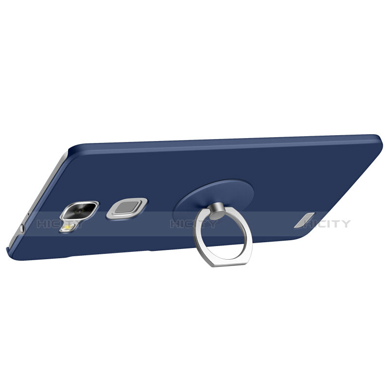 Coque Plastique Rigide Mat et Support Bague Anneau pour Huawei Mate 7 Bleu Plus