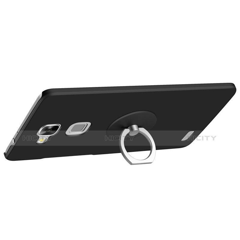 Coque Plastique Rigide Mat et Support Bague Anneau pour Huawei Mate 7 Noir Plus