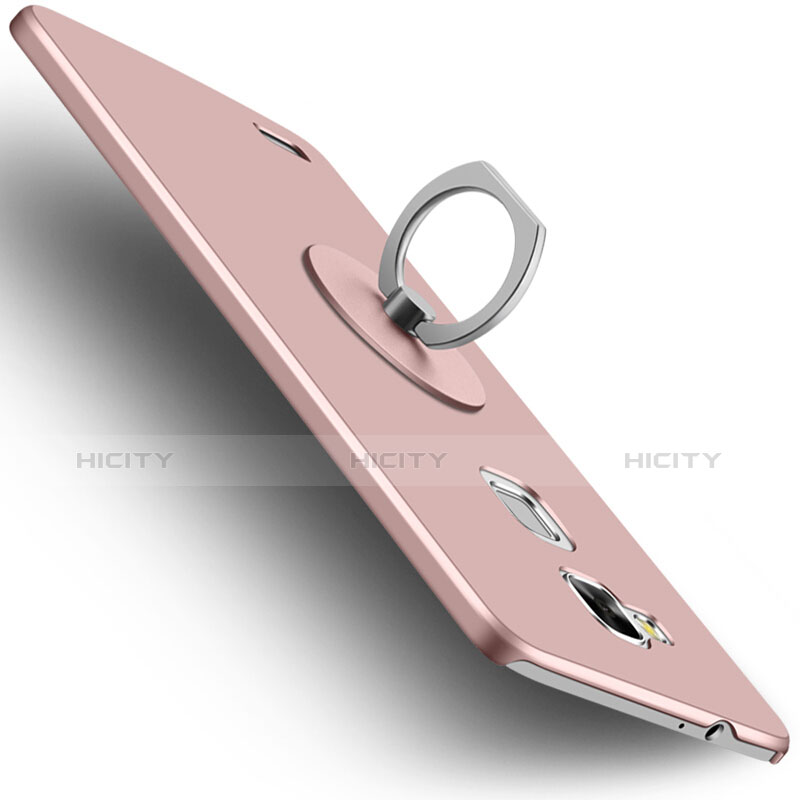 Coque Plastique Rigide Mat et Support Bague Anneau pour Huawei Mate 7 Rose Plus