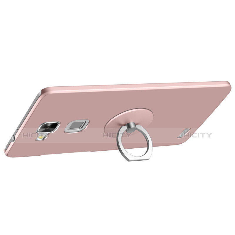 Coque Plastique Rigide Mat et Support Bague Anneau pour Huawei Mate 7 Rose Plus