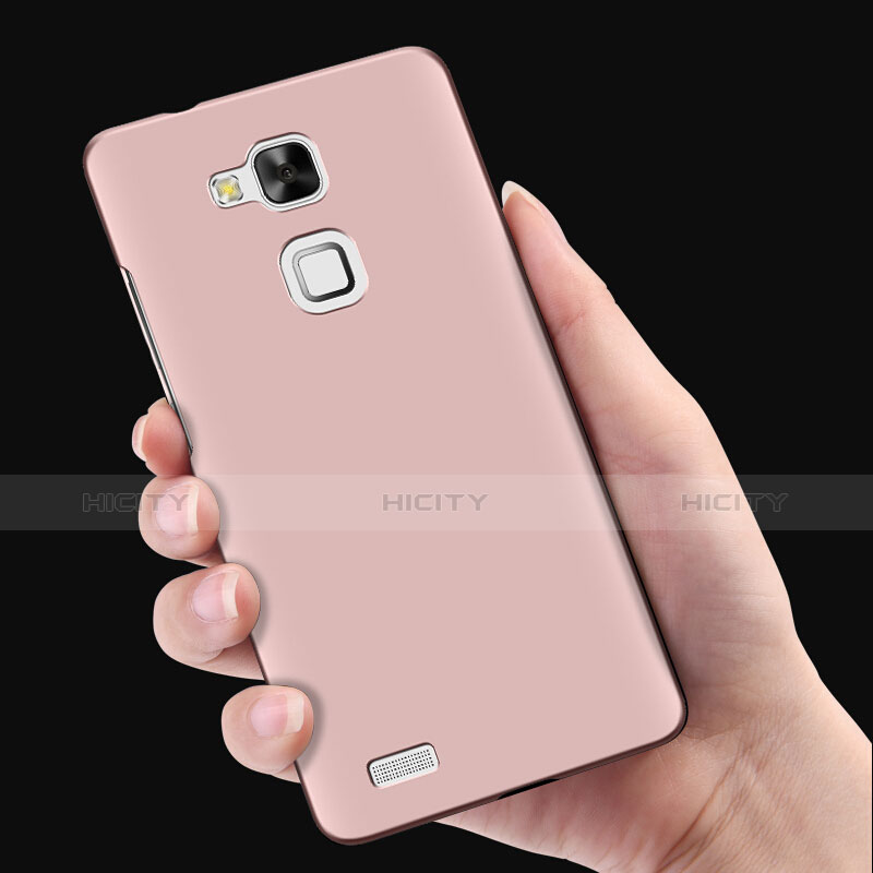 Coque Plastique Rigide Mat et Support Bague Anneau pour Huawei Mate 7 Rose Plus