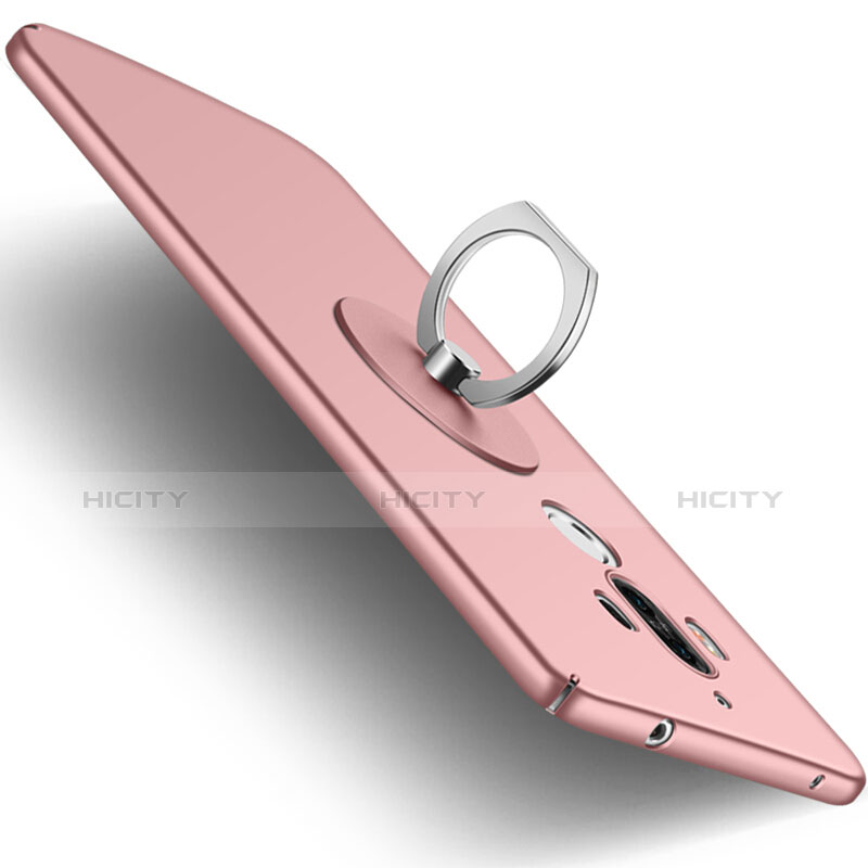 Coque Plastique Rigide Mat et Support Bague Anneau pour Huawei Mate 9 Or Rose Plus