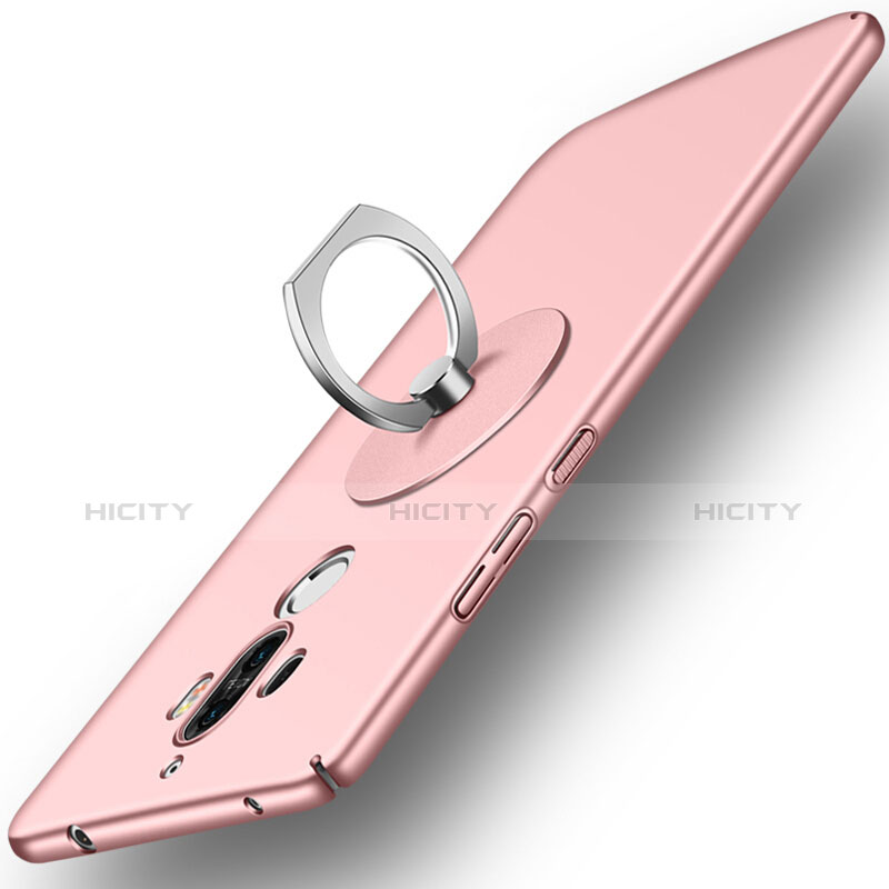 Coque Plastique Rigide Mat et Support Bague Anneau pour Huawei Mate 9 Or Rose Plus