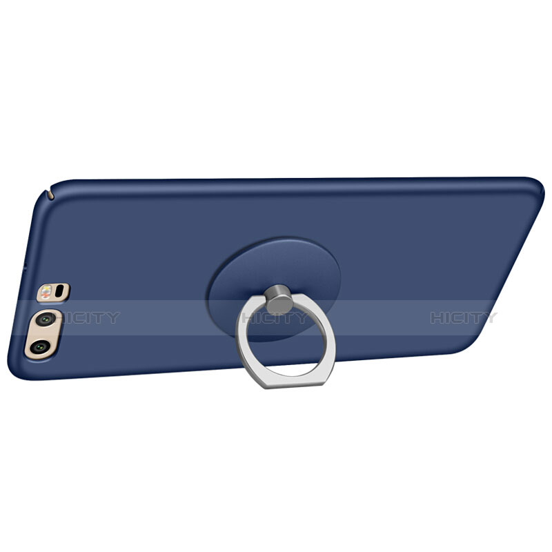 Coque Plastique Rigide Mat et Support Bague Anneau pour Huawei P10 Plus Bleu Plus