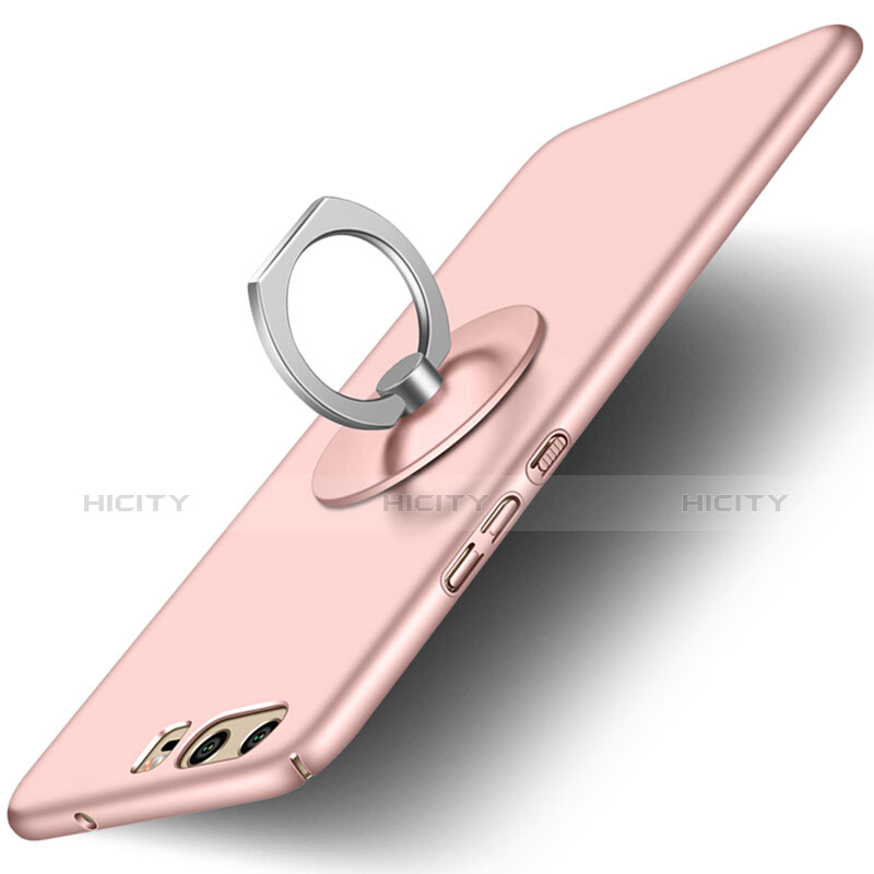 Coque Plastique Rigide Mat et Support Bague Anneau pour Huawei P10 Plus Rose Plus