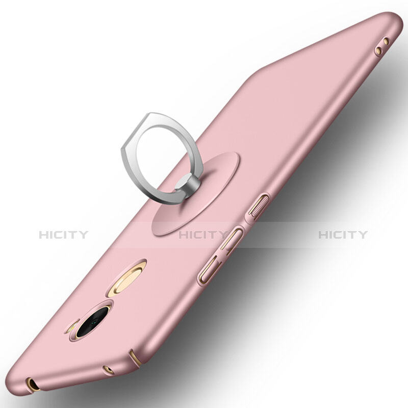 Coque Plastique Rigide Mat et Support Bague Anneau pour Huawei Y7 Prime Rose Plus