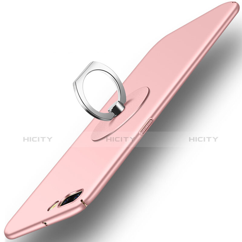 Coque Plastique Rigide Mat et Support Bague Anneau pour OnePlus 5 Or Rose Plus