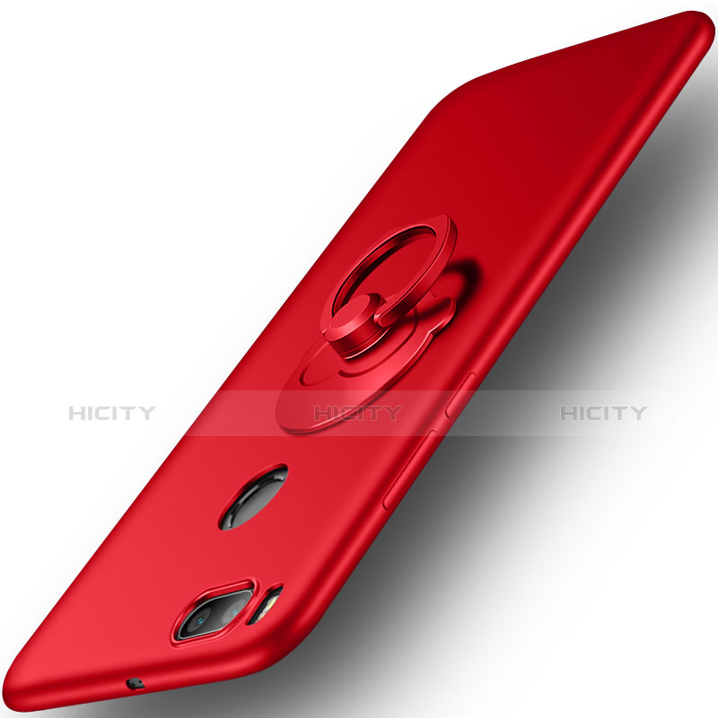 Coque Plastique Rigide Mat et Support Bague Anneau pour Xiaomi Mi 5X Rouge Plus