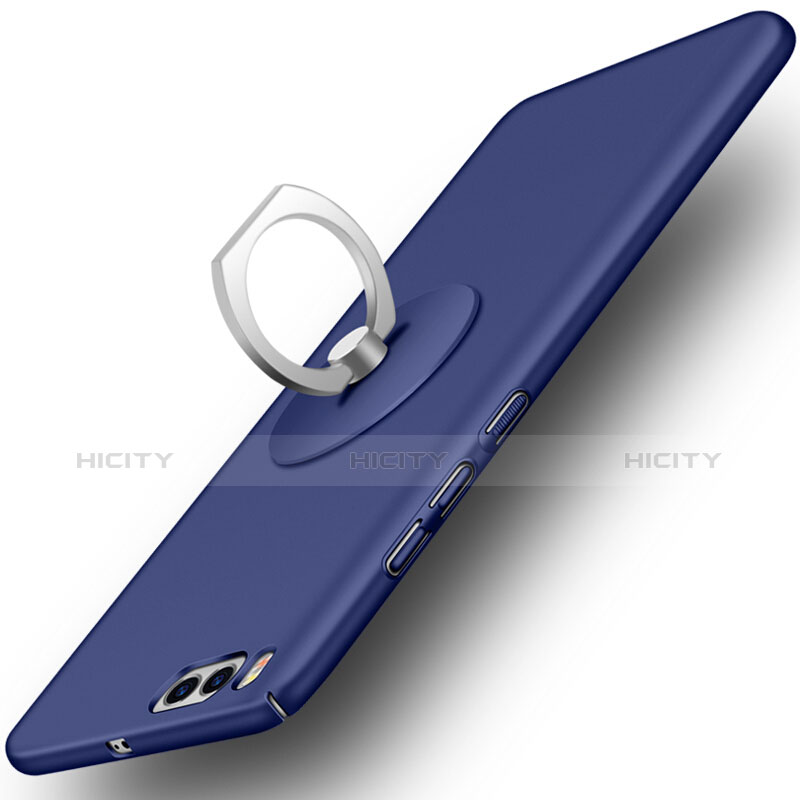 Coque Plastique Rigide Mat et Support Bague Anneau pour Xiaomi Mi 6 Bleu Plus