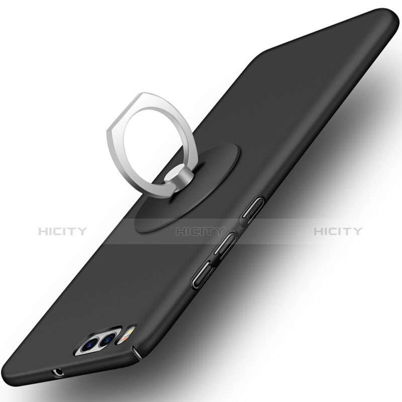 Coque Plastique Rigide Mat et Support Bague Anneau pour Xiaomi Mi 6 Noir Plus