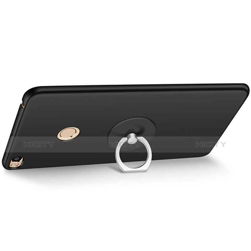 Coque Plastique Rigide Mat et Support Bague Anneau pour Xiaomi Mi Max 2 Noir Plus