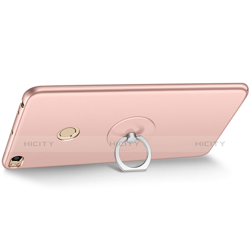 Coque Plastique Rigide Mat et Support Bague Anneau pour Xiaomi Mi Max 2 Or Rose Plus