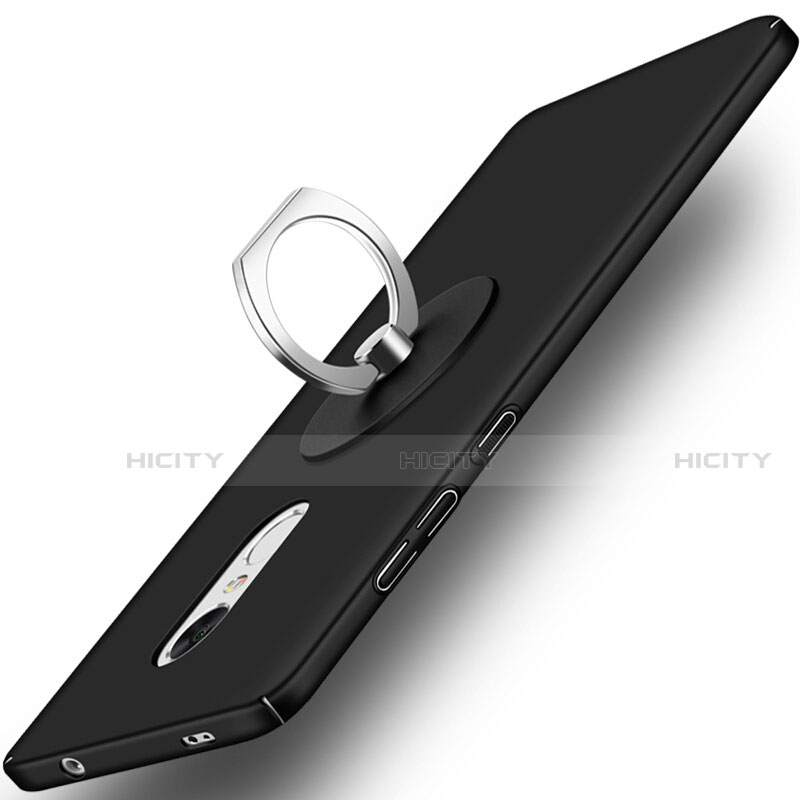 Coque Plastique Rigide Mat et Support Bague Anneau pour Xiaomi Redmi Note 4 Standard Edition Noir Plus