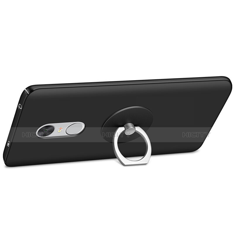 Coque Plastique Rigide Mat et Support Bague Anneau pour Xiaomi Redmi Note 4 Standard Edition Noir Plus