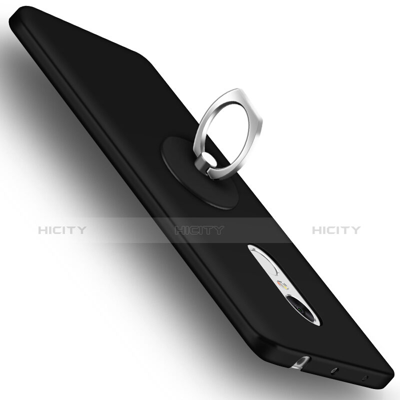 Coque Plastique Rigide Mat et Support Bague Anneau pour Xiaomi Redmi Note 4 Standard Edition Noir Plus