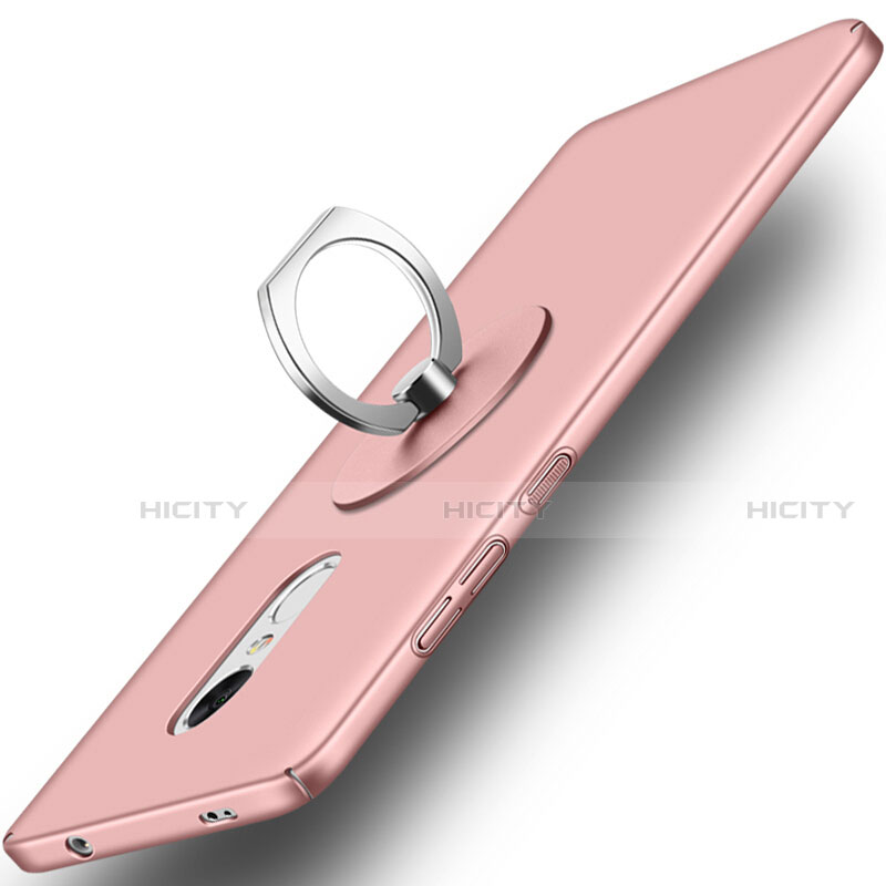 Coque Plastique Rigide Mat et Support Bague Anneau pour Xiaomi Redmi Note 4 Standard Edition Or Rose Plus