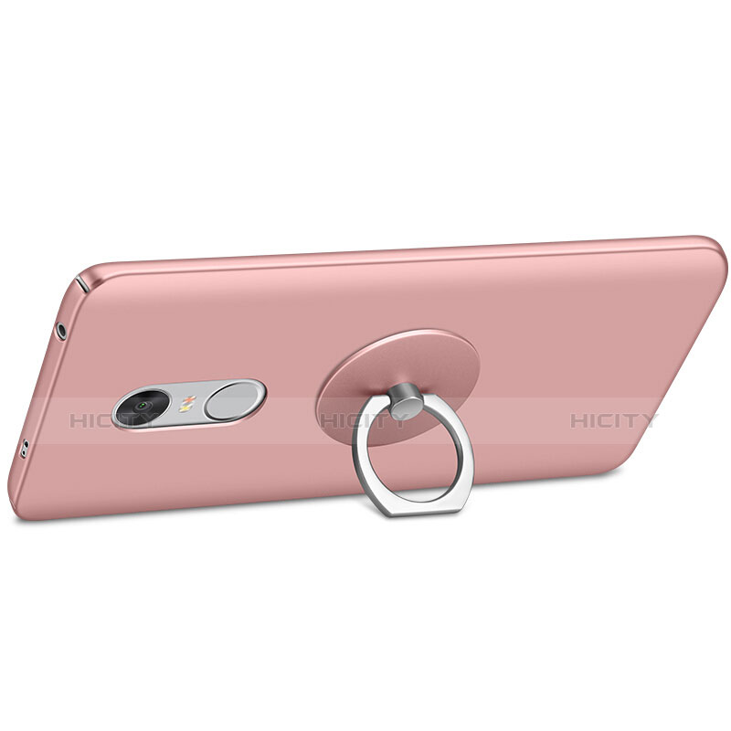 Coque Plastique Rigide Mat et Support Bague Anneau pour Xiaomi Redmi Note 4 Standard Edition Or Rose Plus