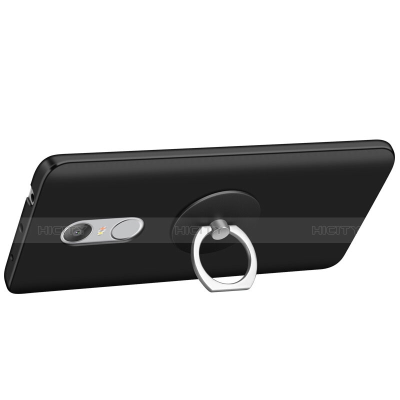 Coque Plastique Rigide Mat et Support Bague Anneau pour Xiaomi Redmi Note 4X High Edition Noir Plus