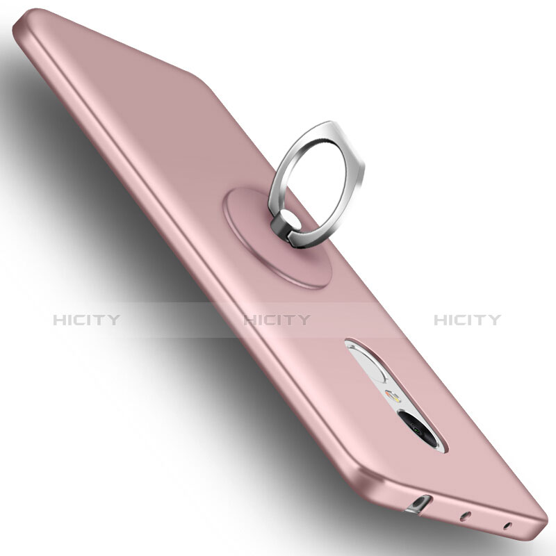 Coque Plastique Rigide Mat et Support Bague Anneau pour Xiaomi Redmi Note 4X High Edition Or Rose Plus