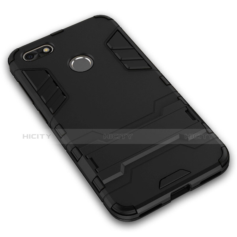 Coque Plastique Rigide Mat et Support pour Huawei Enjoy 7 Noir Plus