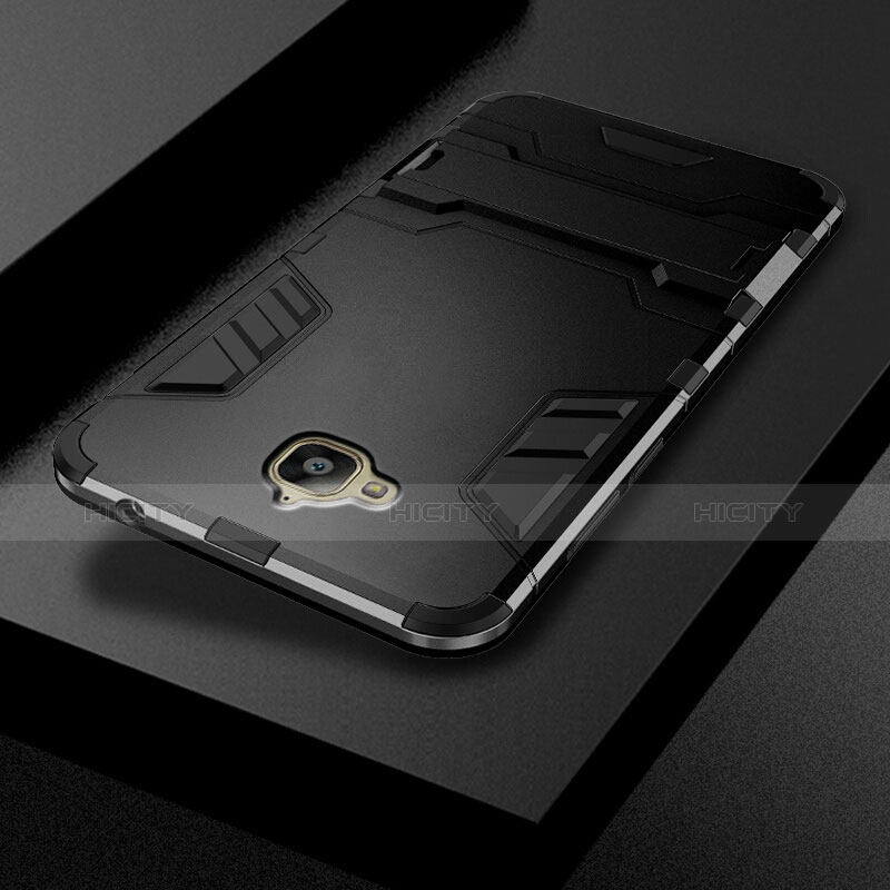 Coque Plastique Rigide Mat et Support pour Huawei Y6 Pro Noir Plus