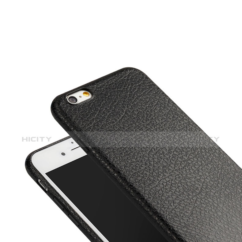 Coque Plastique Rigide Motif Cuir pour Apple iPhone 6S Plus Noir Plus