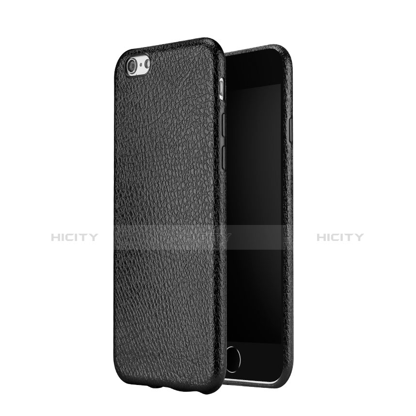 Coque Plastique Rigide Motif Cuir pour Apple iPhone 6S Plus Noir Plus